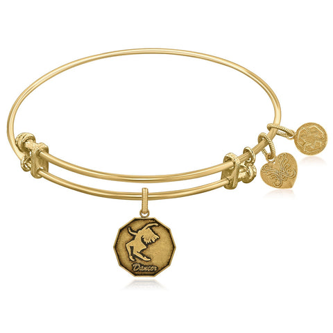 Expandable Yellow Tone Brass Bangle with Dancer Symbol