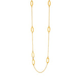 14K Yellow Gold Chain and Soft Rectangular Link Station Necklace