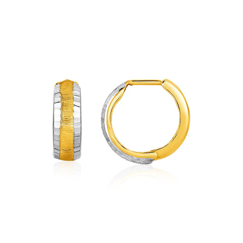 Two-Tone Reversible Snuggable Earrings in 10K Yellow and White Gold