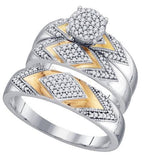 10KT White Gold Two Tone 0.40CTW DIAMOND MICRO PAVE TRIO SET