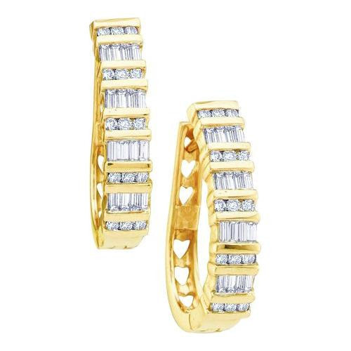 10KT White Gold 1.00CTW DIAMOND LADIES FASHION HOOPS
