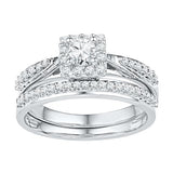 10KT White Gold Two Tone 0.50CTW DIAMOND 0.19CT CENTER ROUND BRIDAL SET