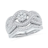 10KT White Gold 0.75CTW DIAMOND FLOWER BRIDAL SET