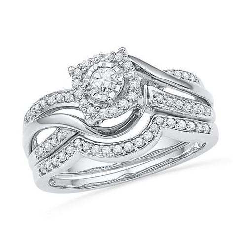 10KT White Gold Two Tone 0.50CTW DIAMOND FASHION BRIDAL SET