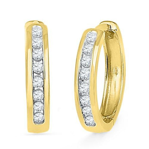 10K Yellow-gold 0.25CTW DIAMOND HOOPS EARRING