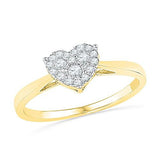 10K Yellow-gold 0.16CTW DIAMOND HEART RING