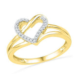 10K Yellow-gold 0.06CTW DIAMOND HEART RING
