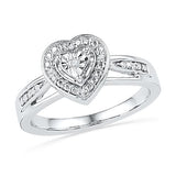 10KT White Gold 0.03CTW DIAMOND FASHION HEART RING