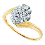 10KT Yellow Gold 0.12CTW ROUND DIAMOND LADIES BRIDAL CLUSTER RING