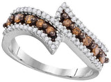 10KT White Gold 0.50CTW COGNAC DIAMOND FASHION RING
