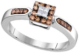 10KT White Gold 0.25CTW COGNAC DIAMOND FASHION RING
