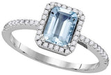 14KT White Gold 0.21CTW-Diamond 0.75(MIN)CT AQUA RING