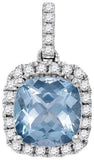 14KT White Gold 0.19CTW-Diamond 1.35(MIN)CT AQUA PENDANT