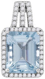 14KT White Gold 0.24CTW-Diamond 2.60(MIN)CT AQUA PENDANT