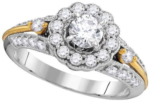 14KT White Gold Two Tone 1.03CTW DIAMOND 0.40CTW CRD DIA BRIDAL SET