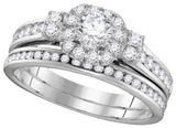 14KT White Gold 0.87CTW DIAMOND 0.32CT-CRD BRIDAL SET