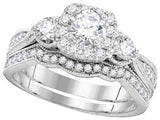 14KT White Gold 1.13CTW DIAMOND 0.42CT-CRD BRIDAL SET