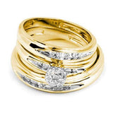14KT Yellow Gold 0.36CTW DIAMOND FLOWER TRIO SET