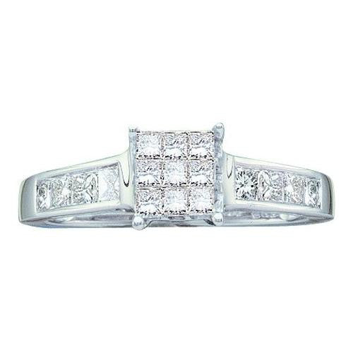 14KT White Gold 0.50CTW PRINCESS DIAMOND LADIES INVISIBLE SQUARE RING