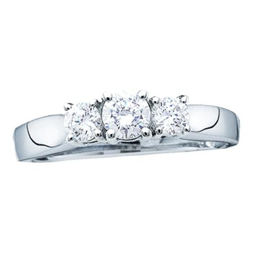 14KT White Gold 1.50CTW-DIAMOND 3-STONE RING(EXCELLENT)