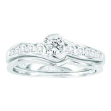 14K White-gold 0.50CTW ROUND CENTER DIAMOND BRIDAL SET