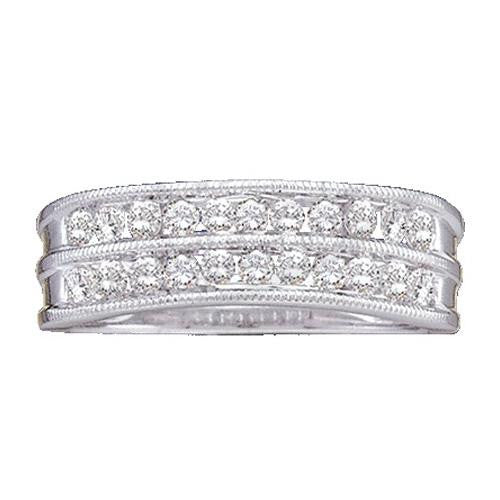 14KT White Gold 0.50CTW ROUND DIAMOND LADIES 2ROW BAND