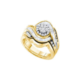 3-4CTW-Diamond FLOWER BRIDAL-SET