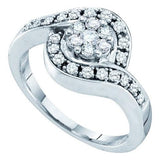 14KT White Gold 0.50CTW DIAMOND LADIES FLOWER RING