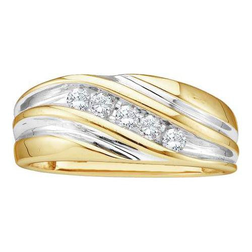 14KT Yellow Gold 0.25CTW ROUND DIAMOND MEN'S FASHION BAND