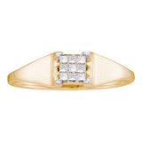 14KT Yellow Gold 0.12CTW PRINCESS DIAMOND LADIES INVISIBLE SQUARE RING