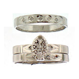 14KT White Gold 0.10CTW DIAMOND CLUSTER TRIO SET