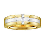 14KT Yellow Gold Two Tone 0.15CTW DIAMOND MEN'S FASHION BAND WITH 3STONE PRINCESS-CUT