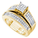 14k Yellow-gold 2.17ctw Diamond Invisible Trio Set