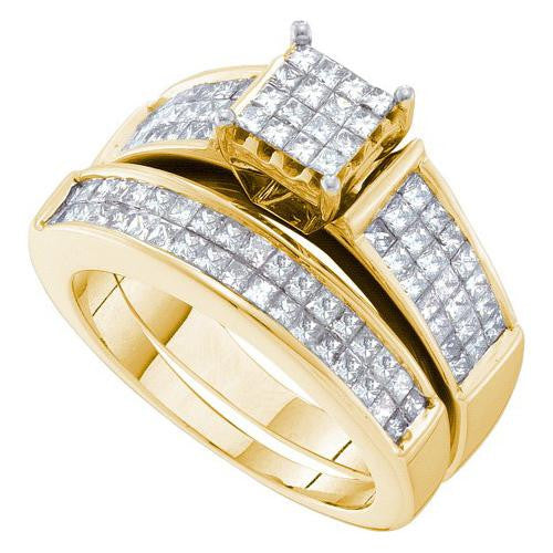 14k Yellow-gold 2.17ctw Diamond Invisible Trio Set