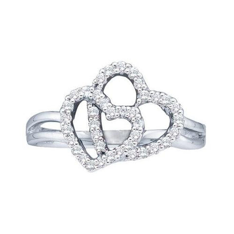 14KT White Gold 0.25CTW DIAMOND LADIES HEART  RING