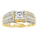 14KT Yellow Gold 1.95CTW DIAMOND 0.75CT CENTRE PRINCESS BRIDAL  RING