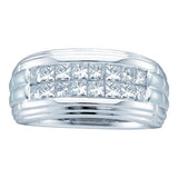 14KT White Gold 0.50CTW PRINCESS DIAMOND MEN'S INVISIBLE BAND