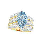 1 CT-Diamond BLUE CLUSTER RING