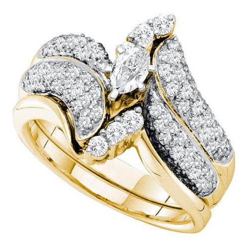 14K Yellow-gold 1.01CT DIAMOND 0.25CT  CENTER MARQUISE  BRIDAL SET