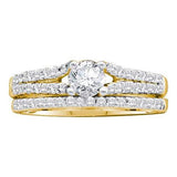 14KT Yellow Gold 0.75CTW DIAMOND  0.33CT  CENTER  ROUND BRIDAL SET