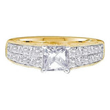 14KT Yellow Gold 1.50CTW DIAMOND  0.75CTW  CENTER PRINCESS  BRIDAL RING