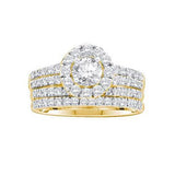 14KT Yellow Gold 1.26CTW DIAMOND 0.40CT CENTER ROUND  LADIES BRIDAL SET