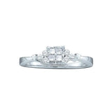 14KT White Gold 0.25CTW DIAMOND LADIES BRIDAL RING WITH 4 STONE PRINCESS CENTER