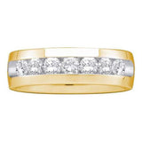 14KT Yellow Gold 1.00CTW ROUND DIAMOND MENS MACHINE SET BAND
