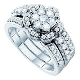 14K White-gold 1.00CTW DIAMOND LADIES FLOWER BRIDAL RING