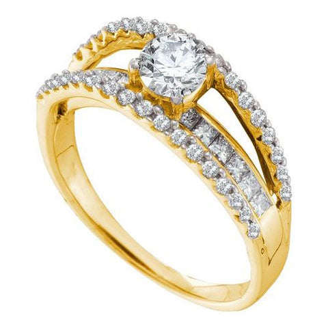 14K Yellow-gold 1.13CTW DIAMOND 0.50CTW CENTER ROUND BRIDAL RING