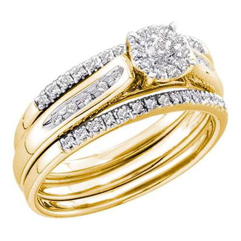 14KT Yellow Gold 0.25CTW DIAMOND ROUND CENTER  BRIDAL SET