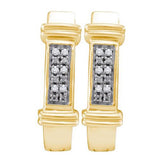925 Sterling Silver Yellow 0.04CT  DIAMOND SILVER MICRO  PAVE HOOPS