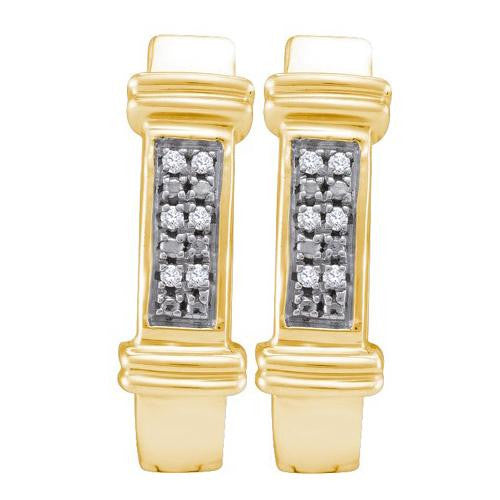 925 Sterling Silver Yellow 0.04CT  DIAMOND SILVER MICRO  PAVE HOOPS