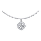 14KT White Gold 0.20CT DIAMOND  SQUARE NECKLACE